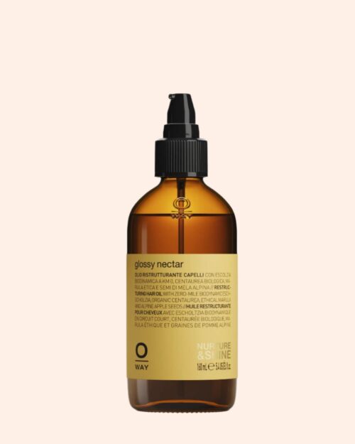 Olejek do włosów Oway Glossy Nectar z naturalnymi składnikami, Naturalna pielęgnacja włosów – Oway Glossy Nectar w szklanej butelce